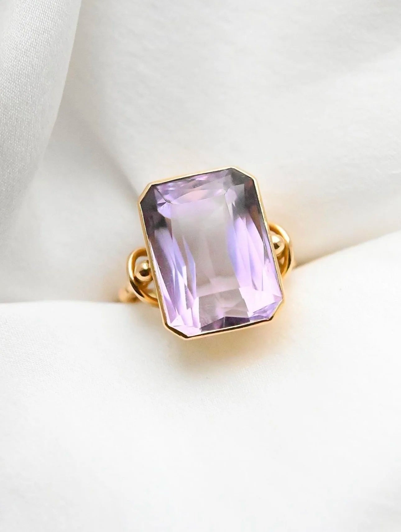 Amazing Heavy  Antique Lavender Amethyst Ring 18K Solid Gold 1936