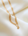 Long Wrap Around Once or Twice 27.4 Inches Faceted Italian Curb Link Necklace 18K Gold