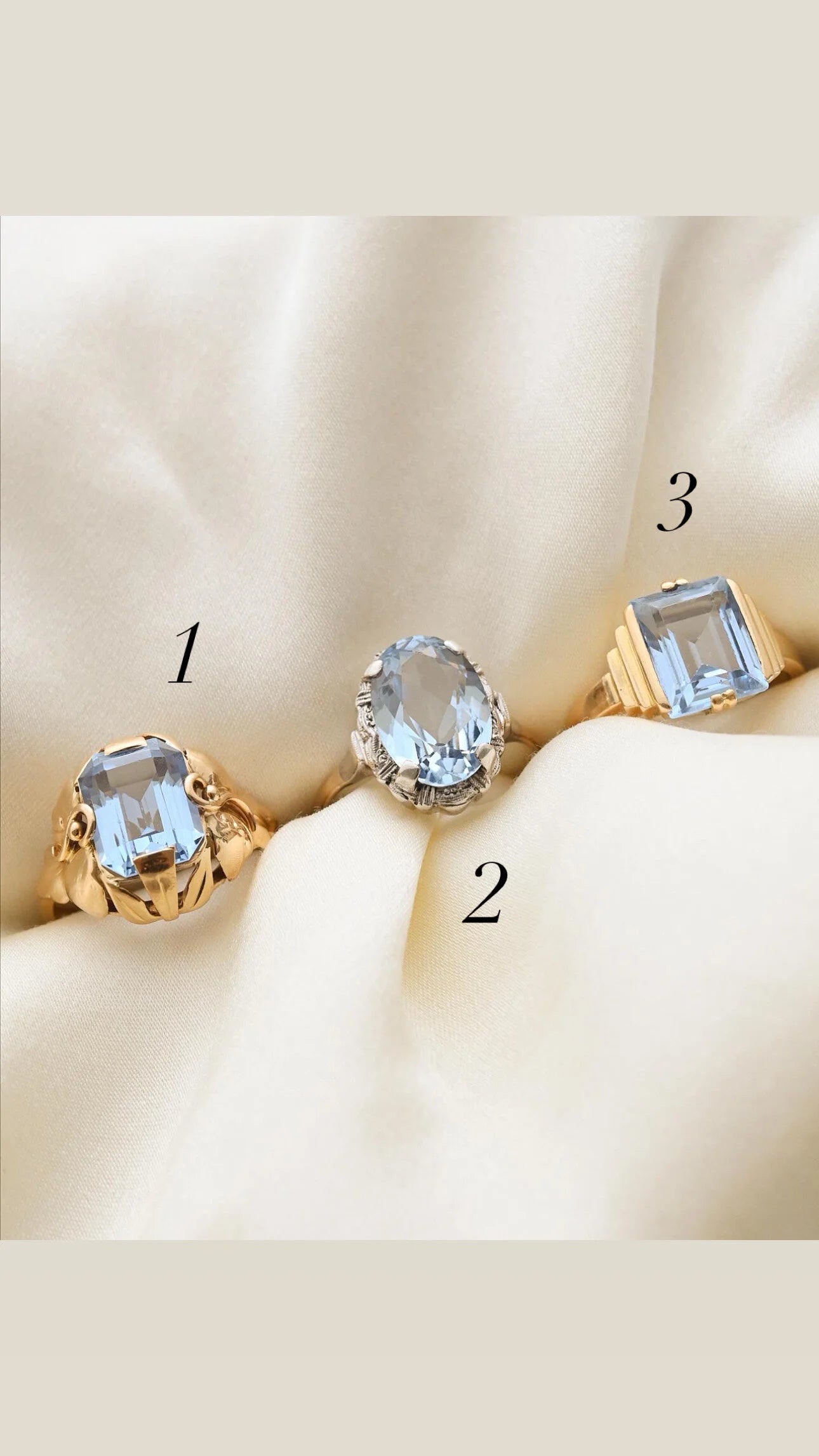 Beautiful Old Baby Blue Spinel Rings 18K Gold 1920-1950