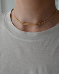 Long Wrap Around Once or Twice 27.4 Inches Faceted Italian Curb Link Necklace 18K Gold