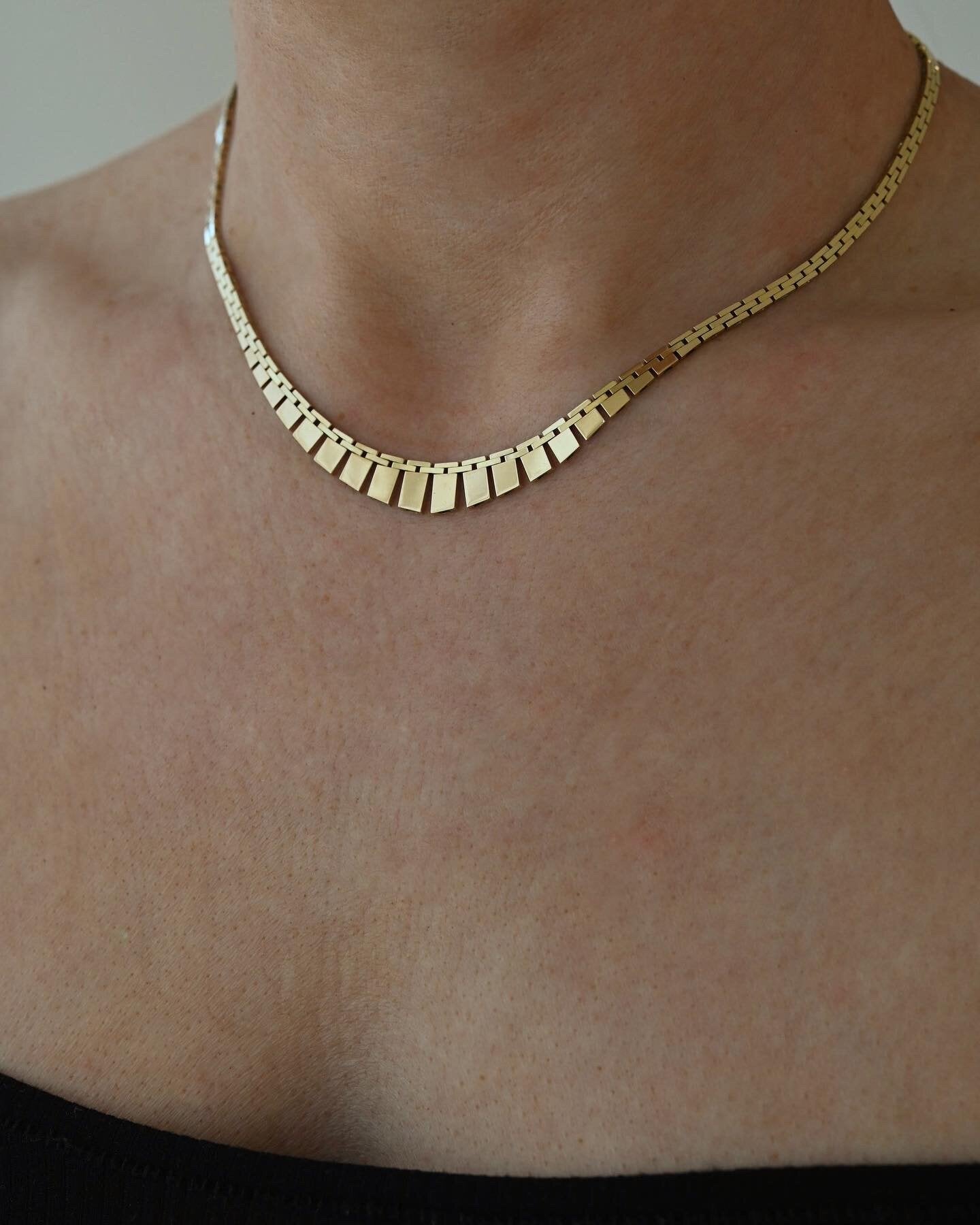 Glowing Gold Baby Brick Necklace Danish Vintage 14K Gold 1970