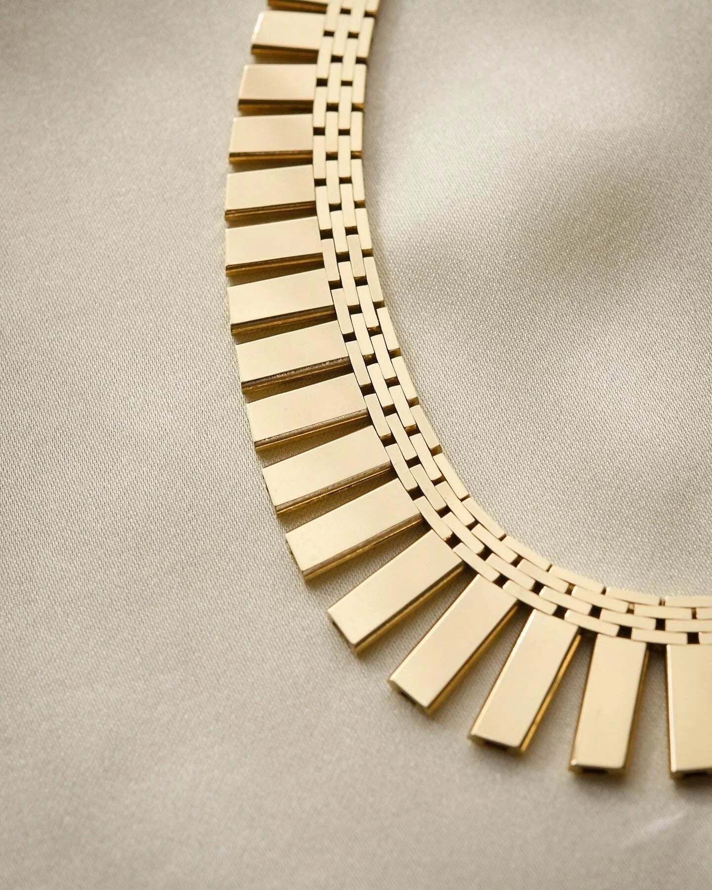 Sublime Danish Vintage Brick Link Necklace 16.1 Inches 1970s
