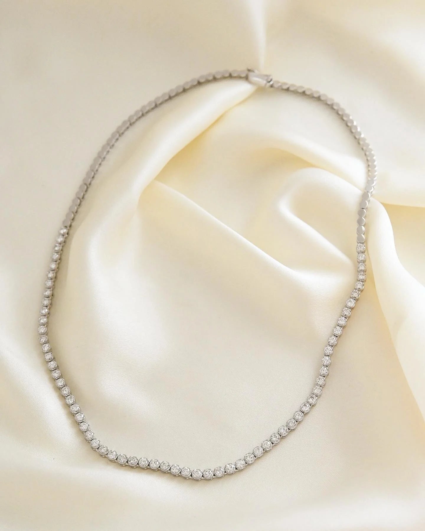 The Diamond Tennis Necklace of Your Dreams 3.50 Carats 18K White Gold