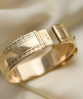 Sublime Engraved Buckle Bangle 14K First Half 1900s