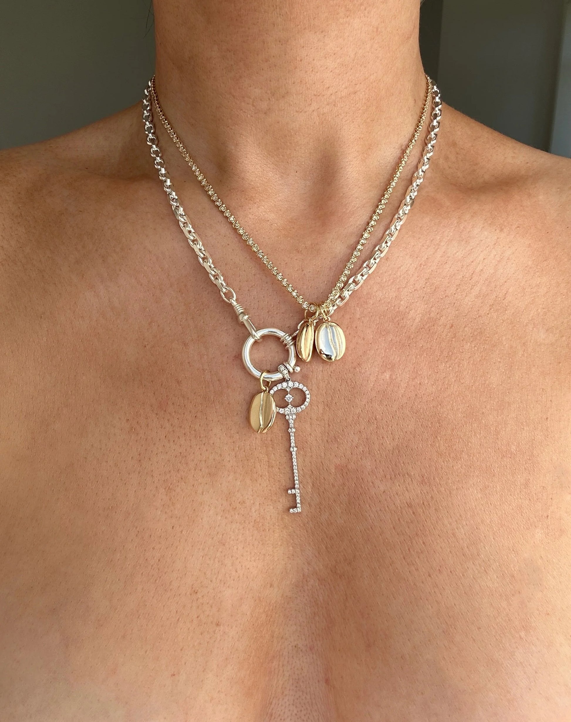 Beautiful Dainty Tennis Necklace 3 Carats Natural Diamonds 18K Gold