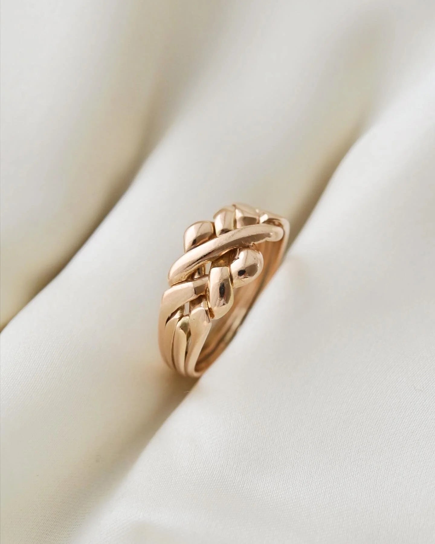 Rare Vintage Puzzle Ring Size 9.25 US 18K Rose Gold