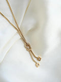 Vintage Dangle Knot Detail Necklace 18K Gold x Natural Crystal Quartz