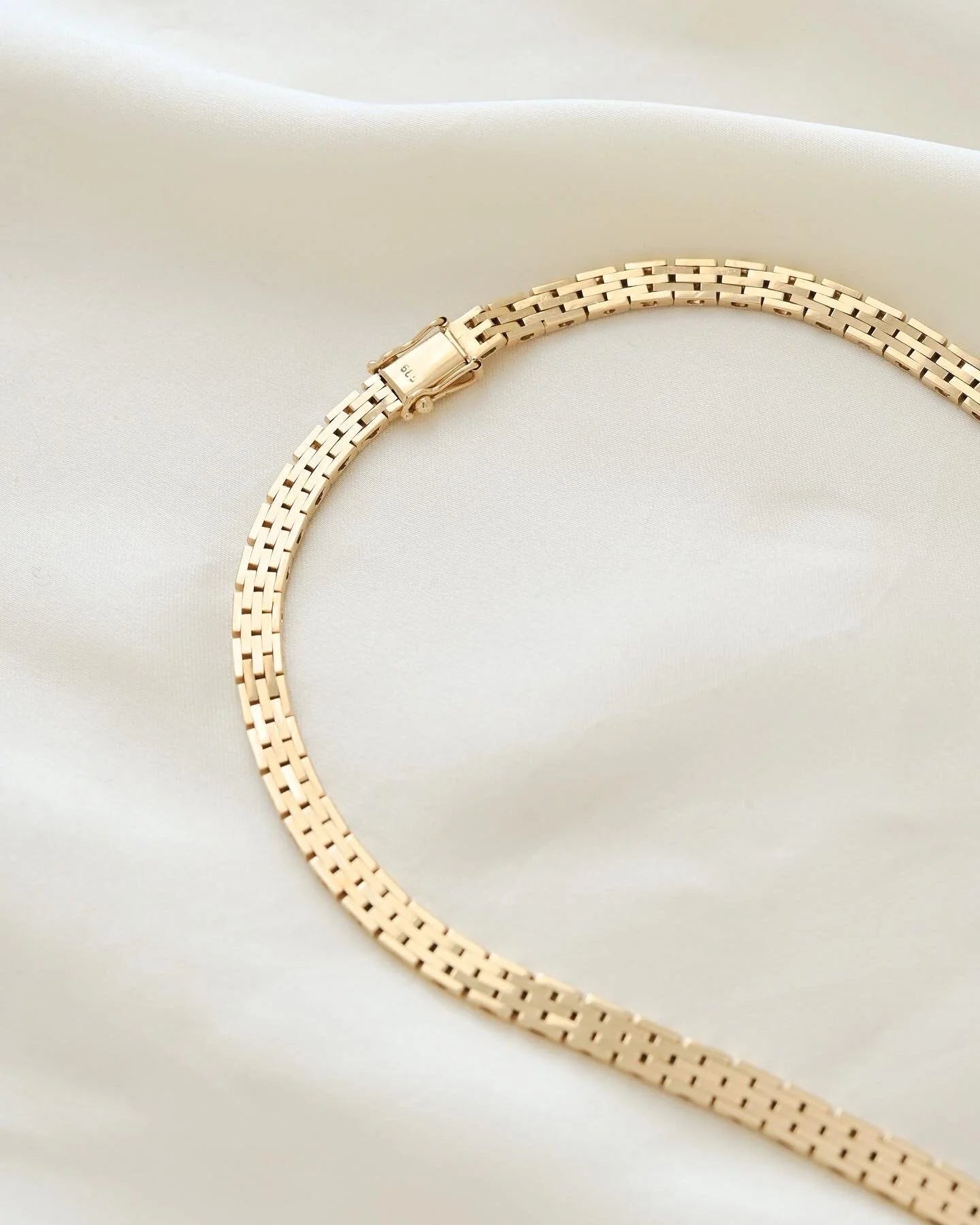 Amazing Radiant Brick Link Necklace 14K Gold 1960