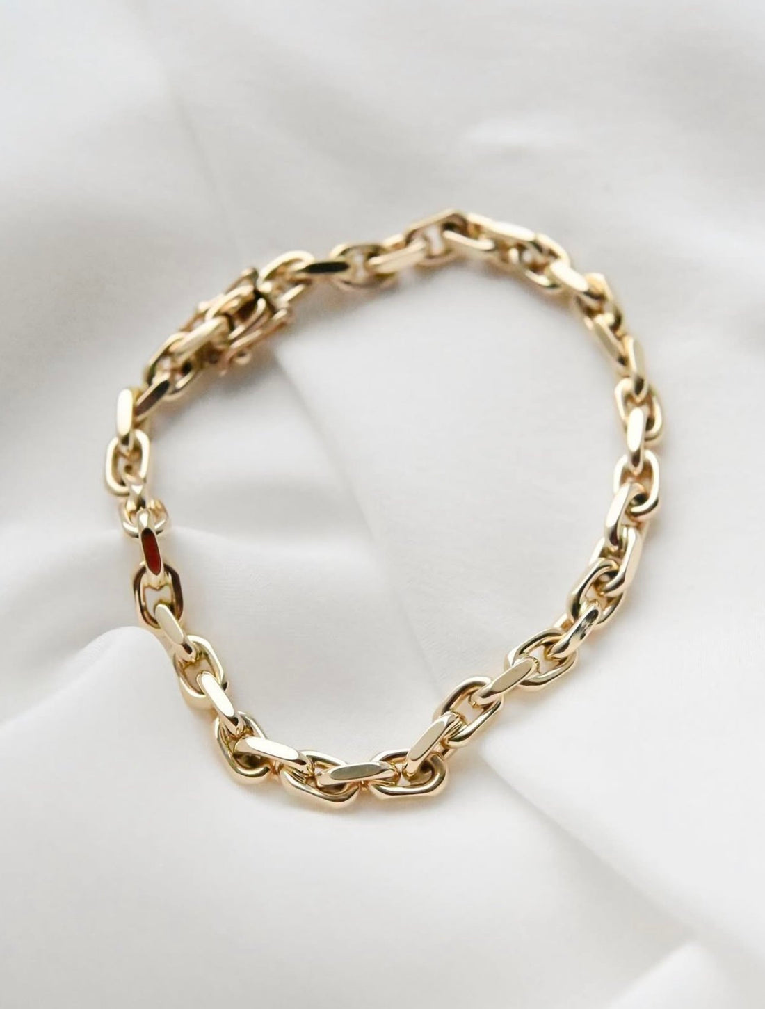 Amazing Small Size Chunky Biker / Anchor Link Bracelet 14K Gold
