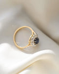 Antique Swedish Carl Mattinsson Ring Old Cut Diamonds Sapphire 18K Gold 1919