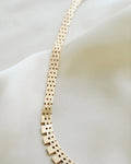 15.15 Inches Graduated Cleopatra Brick Link Necklace 14K Gold 1960