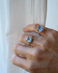 Stunning Rare Halo Mid Century Aquamarine Ring 18K Gold Sweden