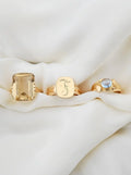 Luminous Vintage Citrine Cocktail Ring 18K Gold 1957