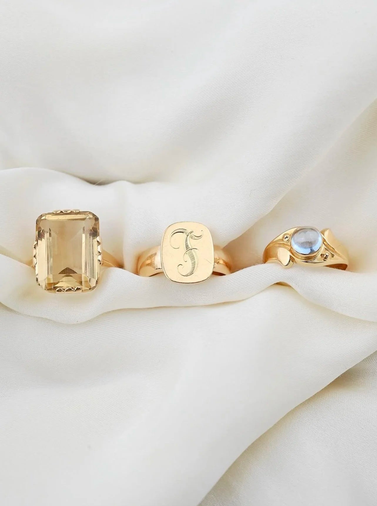 Luminous Vintage Citrine Cocktail Ring 18K Gold 1957