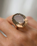 Swedish Vintage Cocktail Ring w Huge Coffee Citrine Quartz 18K Gold 1973