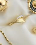 Special Organic Leaf Diamond Ring 14K Gold