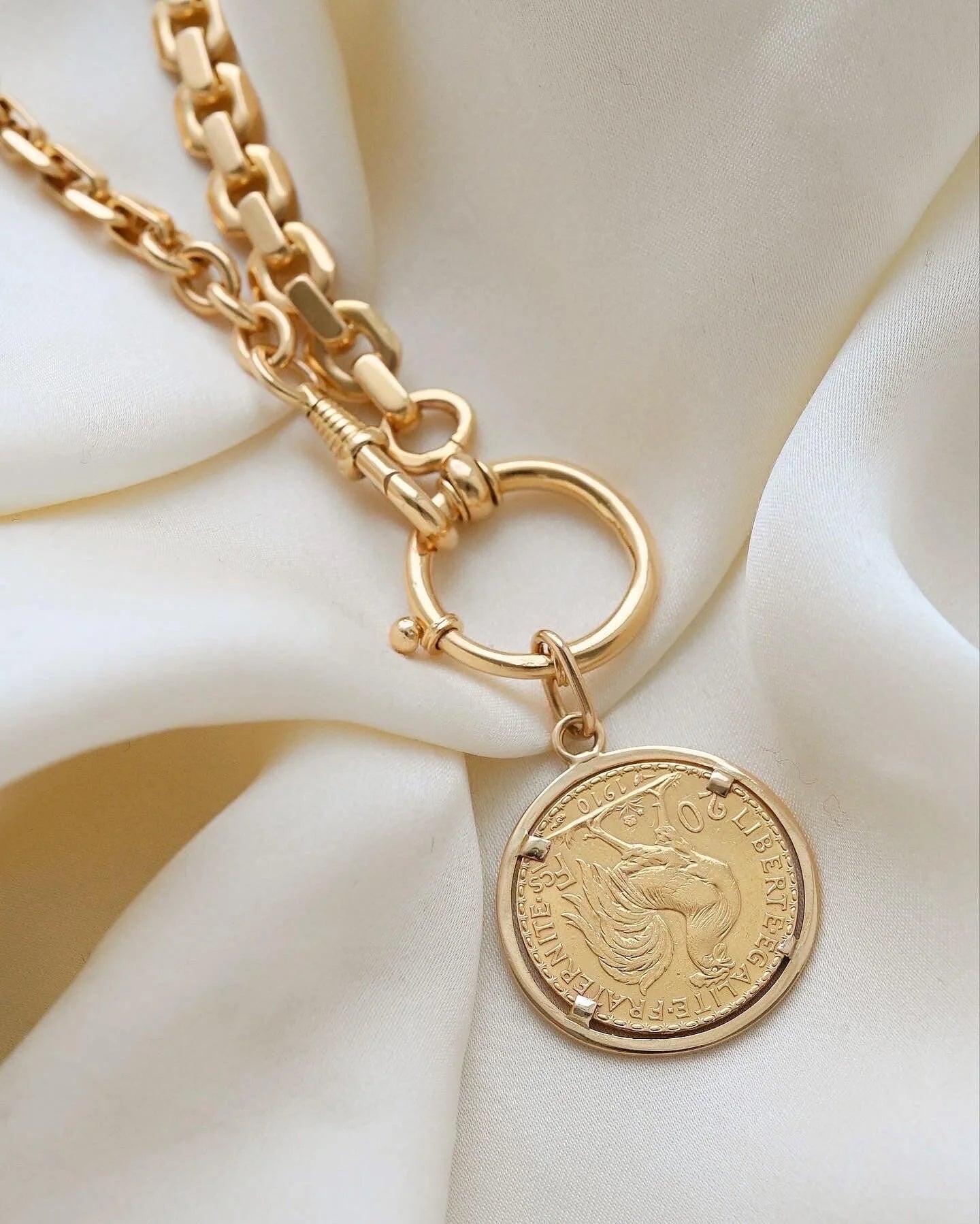 The Iconic Marianne and the Rooster Coin Pendant 21K Gold 1910