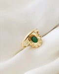 Luxurious English Vintage Ring Emerald x Diamond 18K Gold 1980