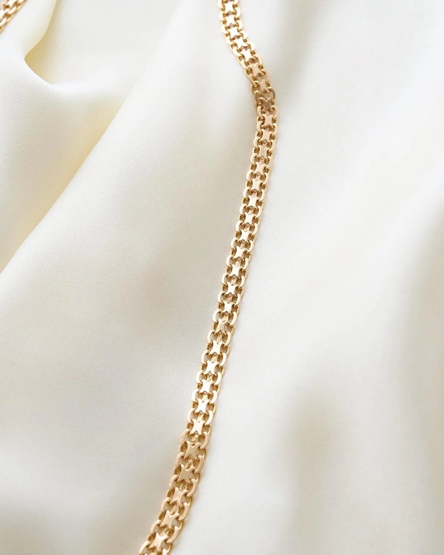 Swedish Vintage Star X Link Necklace 18K Gold 1953