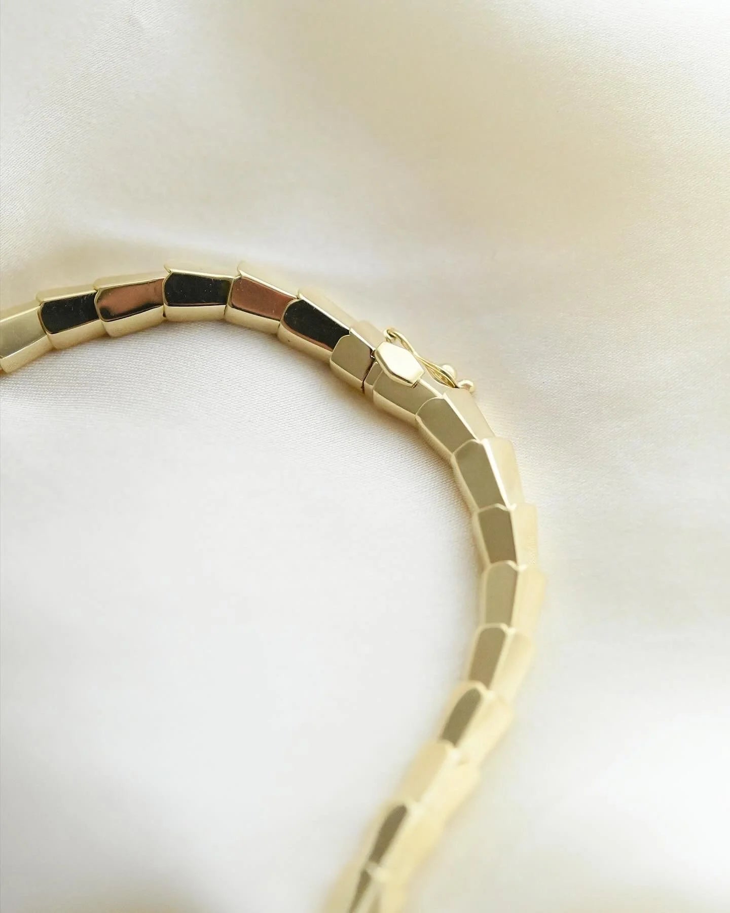 Brilliant Flexible Snake Necklace Danish Vintage 14K Gold 1970s