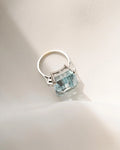 Resizing included! Extraordinary Aquamarine x Diamond x Platinum Ring 1900s
