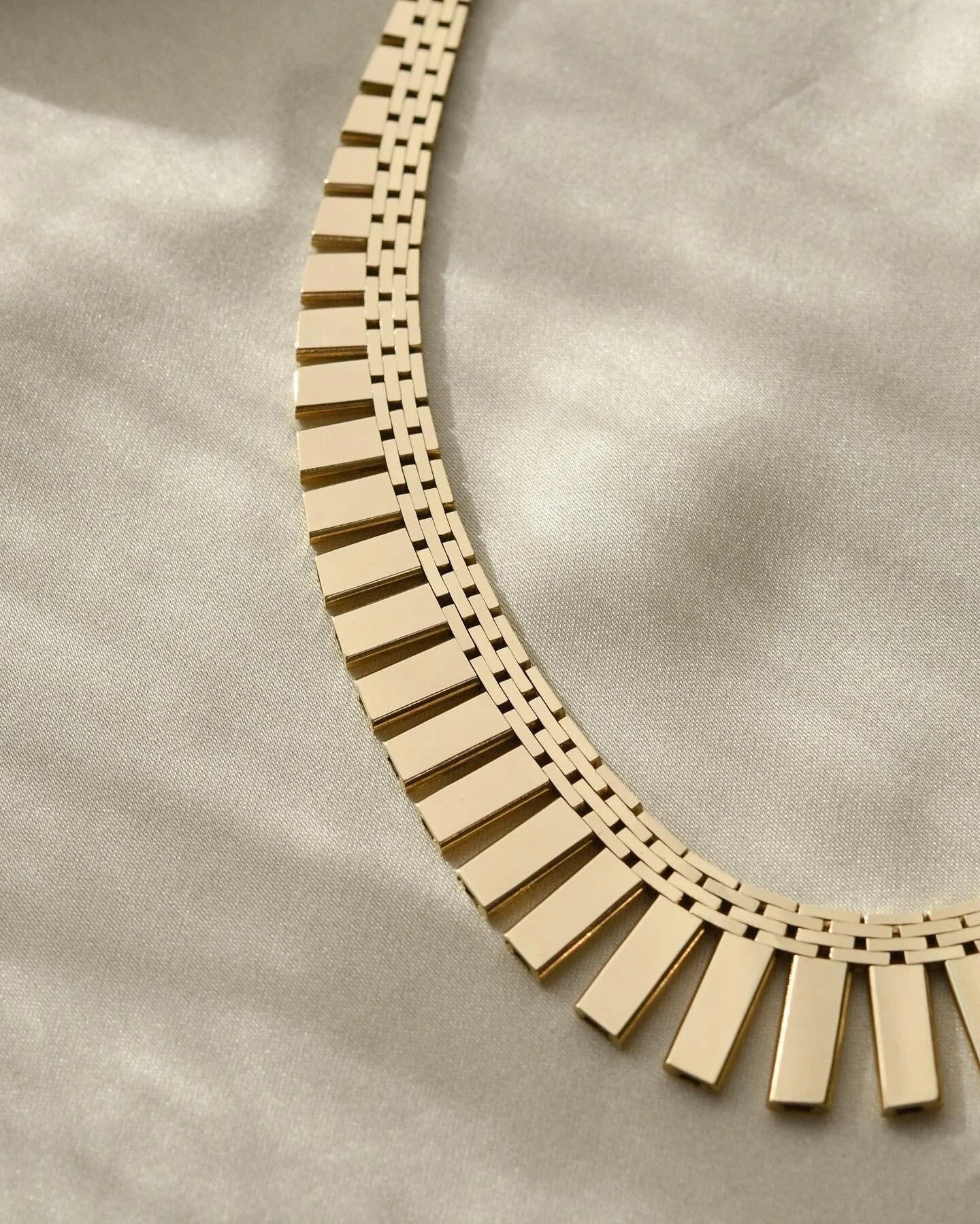 Sublime Danish Vintage Brick Link Necklace 16.1 Inches 1970s