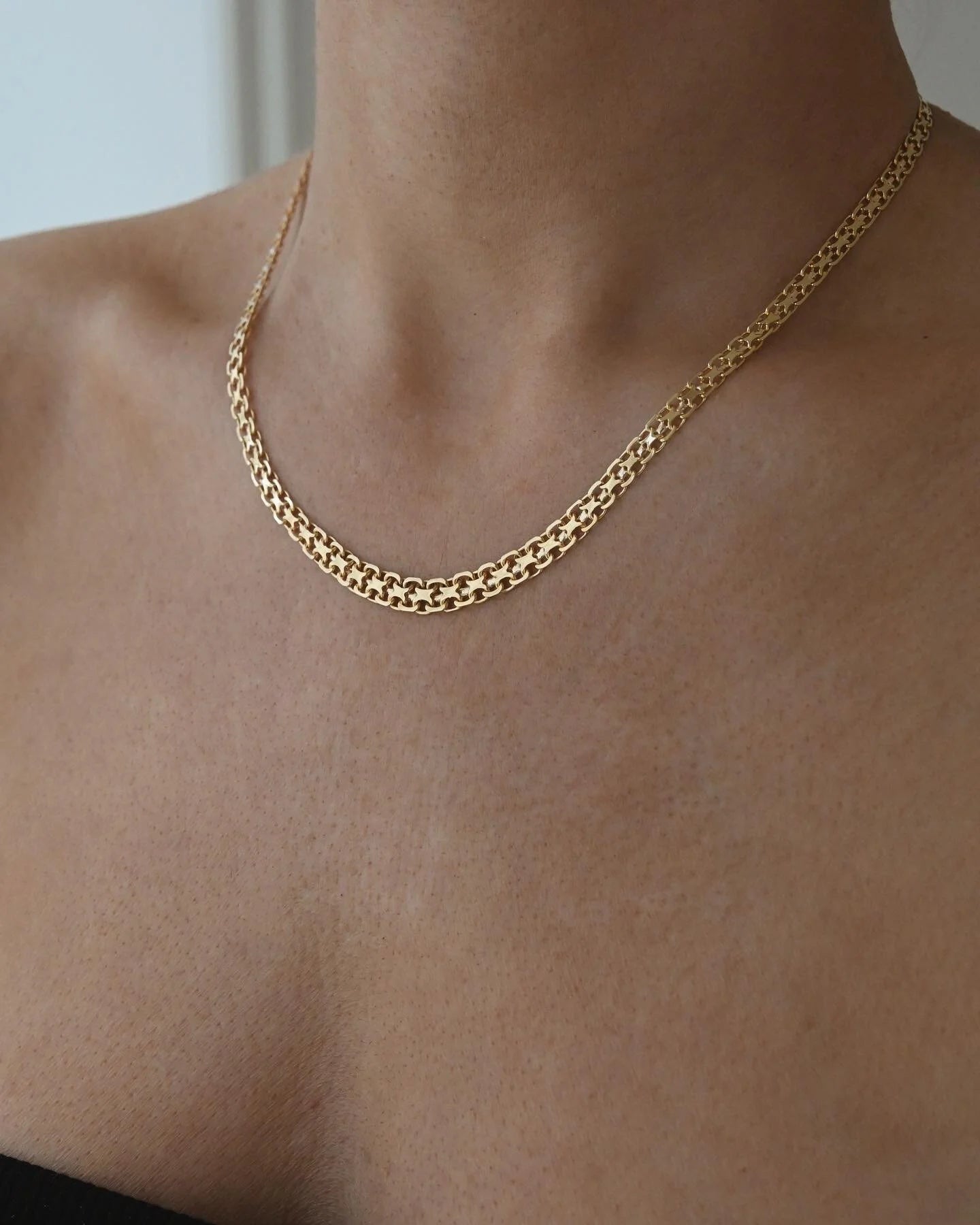 Glowing Beautiful Star Link Necklace by BE Franzen 18K Gold 1961