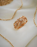 Big Beautiful Engraved Vintage Diamond Band 18K Gold