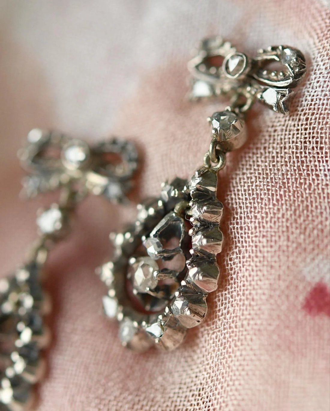 Perfect Antique Rose Cut Diamond Earrings Silver