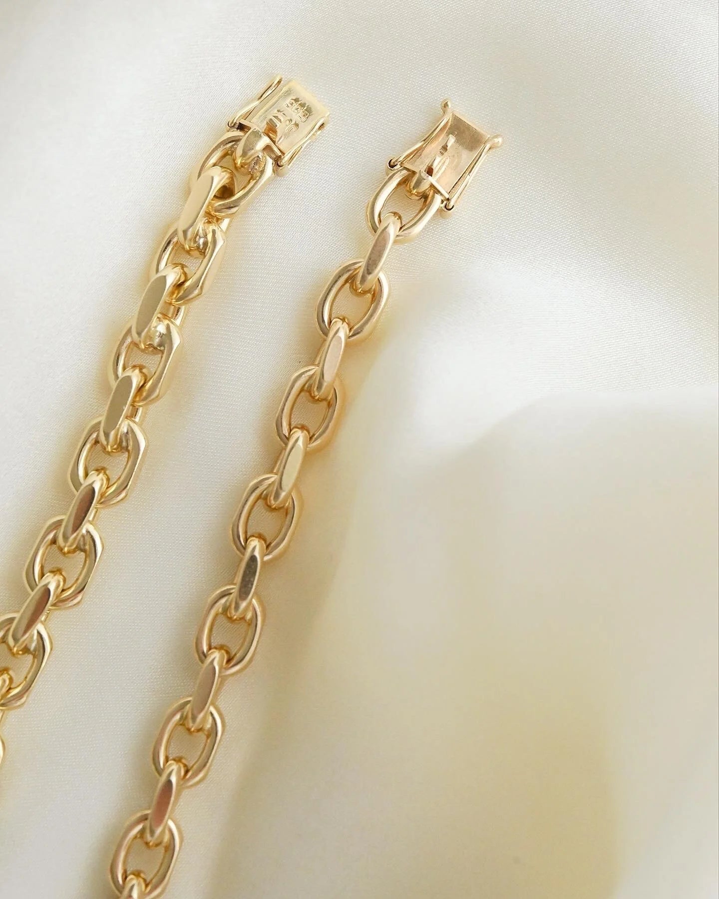 Amazing Danish Vintage Biker Link Bracelets 14K Gold