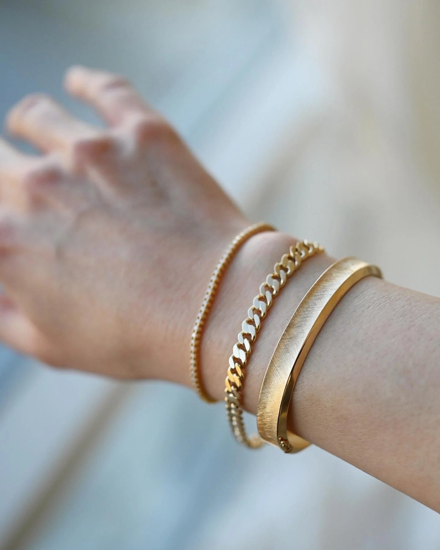 Beautiful Textured Danish Vintage Bangle by J. Asby 14K Gold 1960s