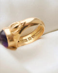 Swedish Vintage Cabochon Amethyst Ring 18K Gold