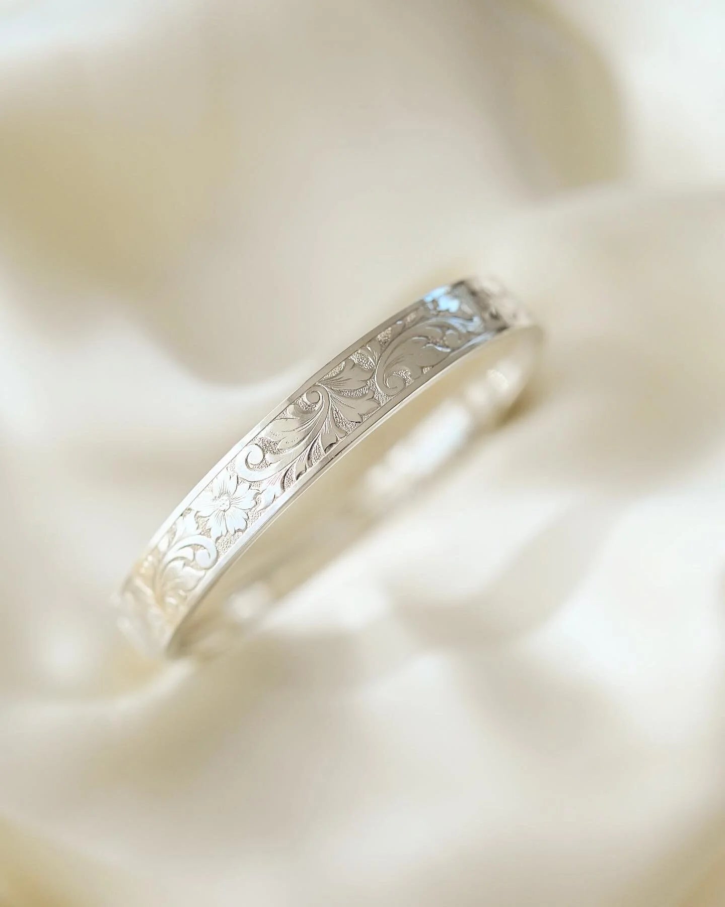 Divine Antique Flower Bangle Sterling Silver 1930s