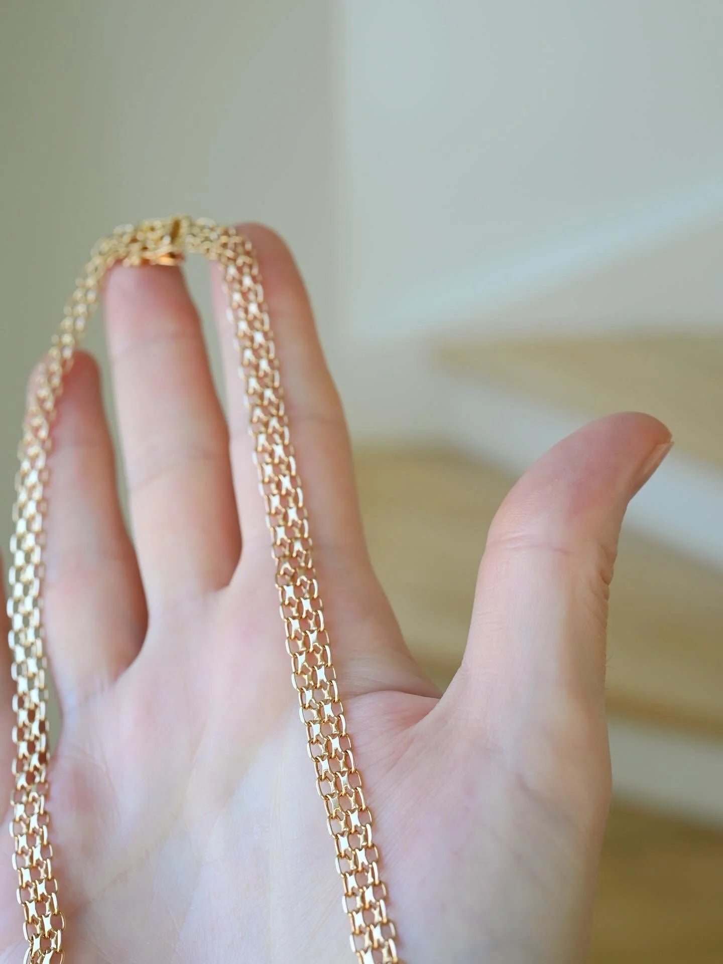 Perfect Star Link Necklace Swedish Vintage Mid 1900s 18K Gold
