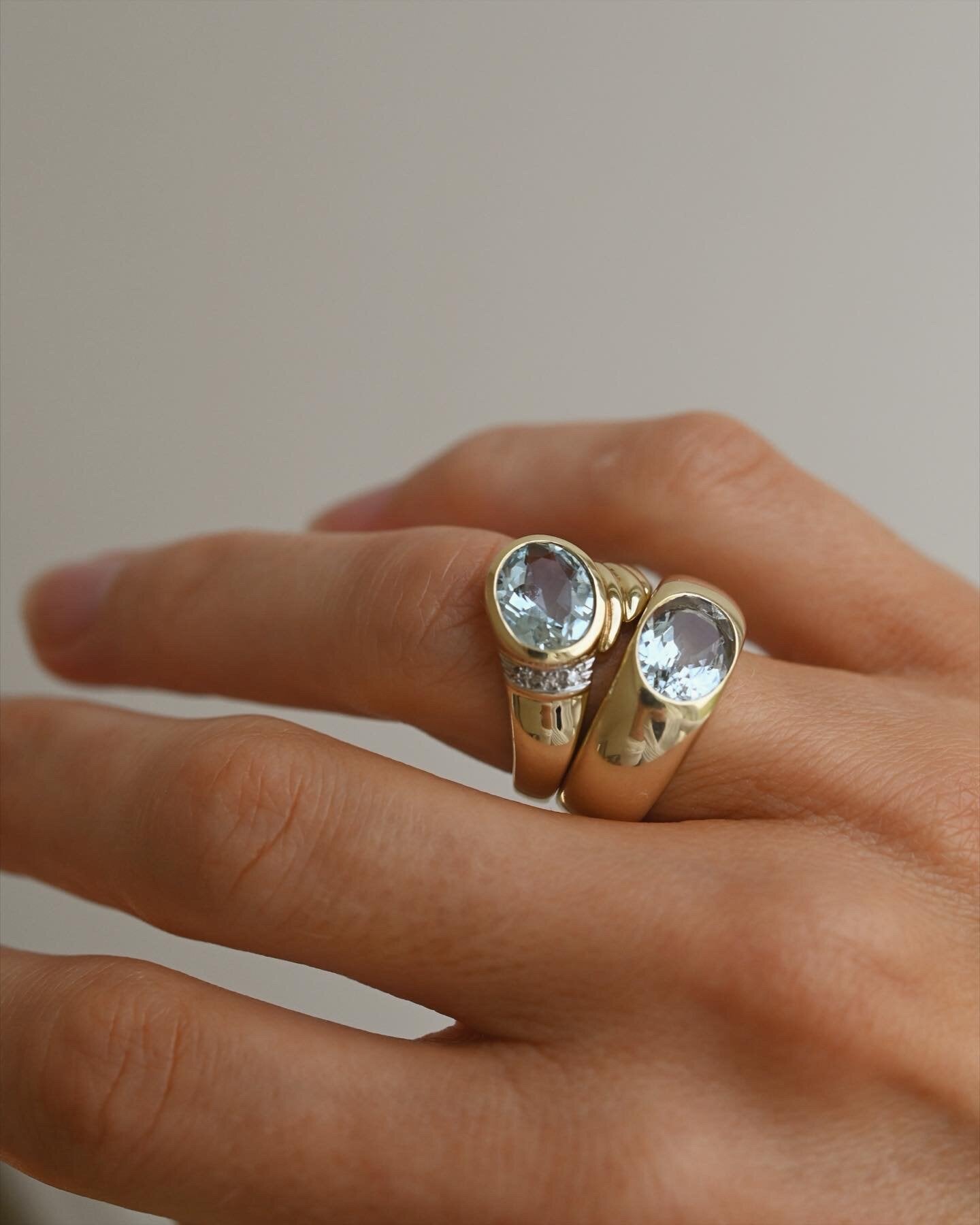 Amazing Vintage Aquamarine Rings 14K Gold