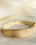 Sublime Danish Vintage Bangle w Flower Engravings 14K Gold 1960s