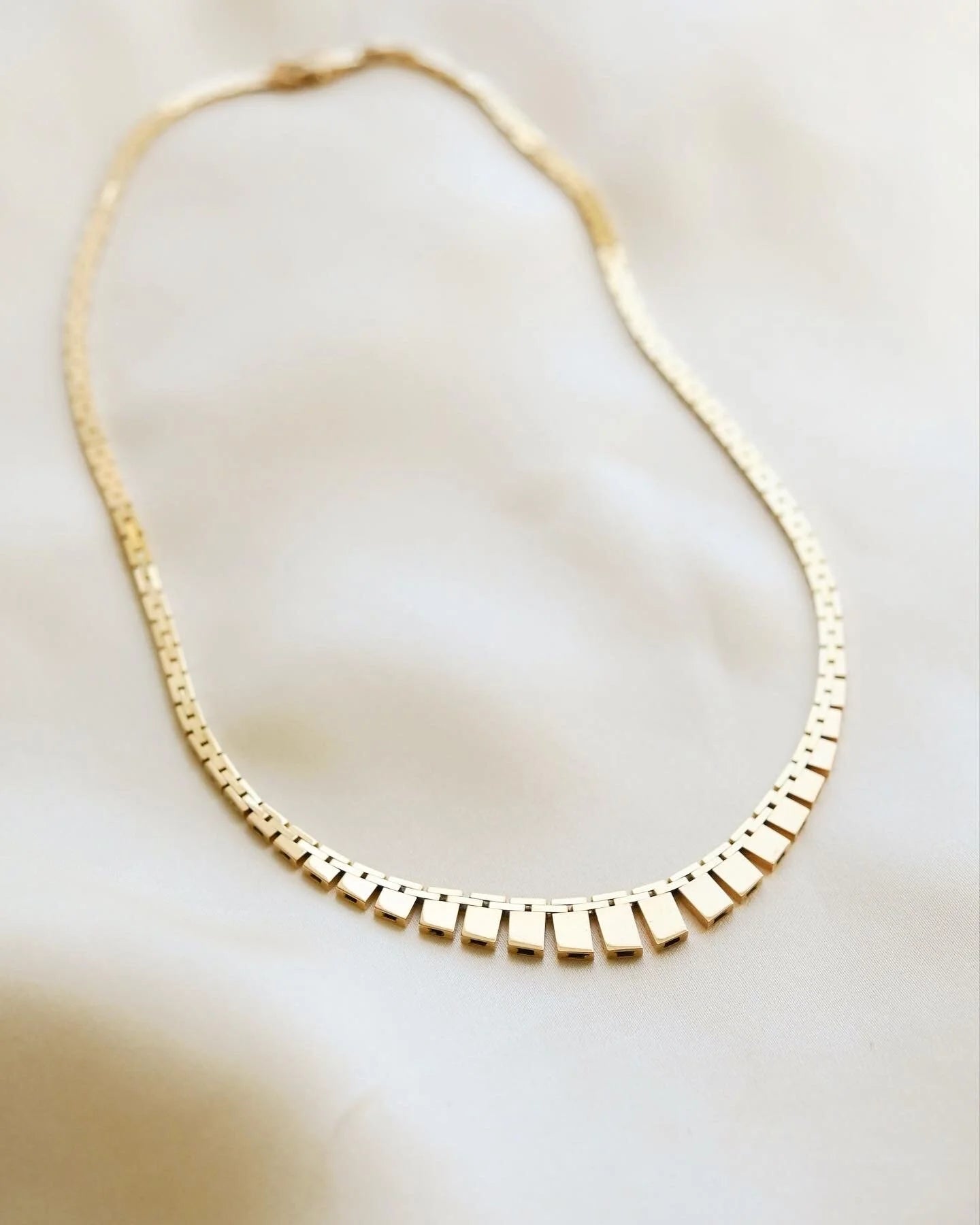 Glowing Gold Baby Brick Necklace Danish Vintage 14K Gold 1970