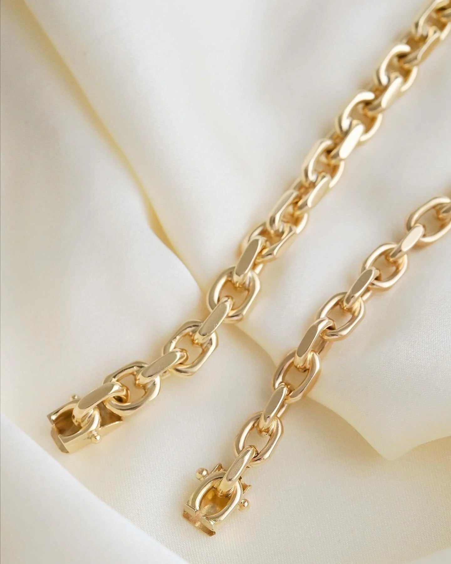 Amazing Danish Vintage Biker Link Bracelets 14K Gold
