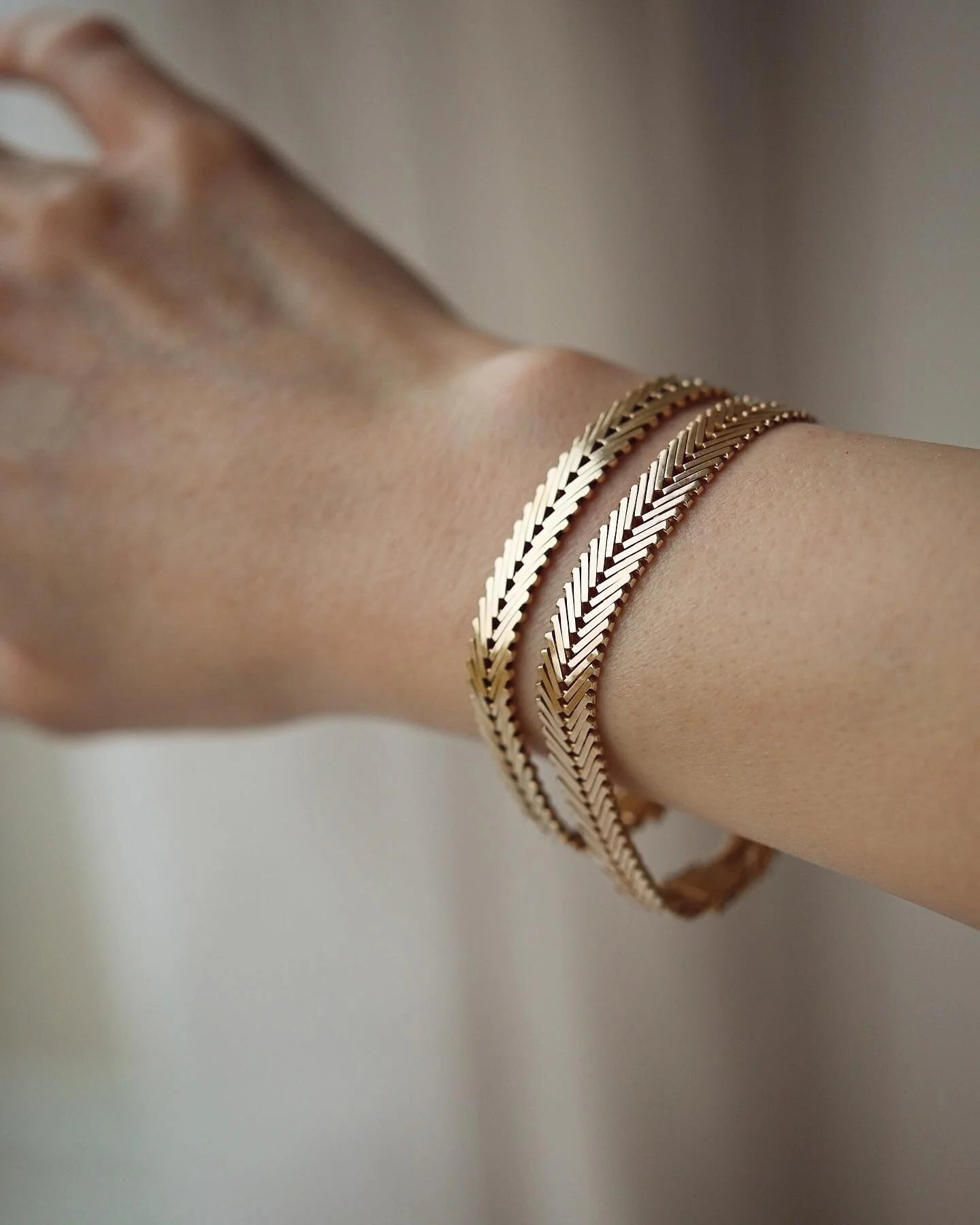 Beautiful Classic Danish Geneva Link Bracelet 14K Gold 1960s
