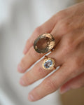 Swedish Vintage Cocktail Ring w Huge Coffee Citrine Quartz 18K Gold 1973