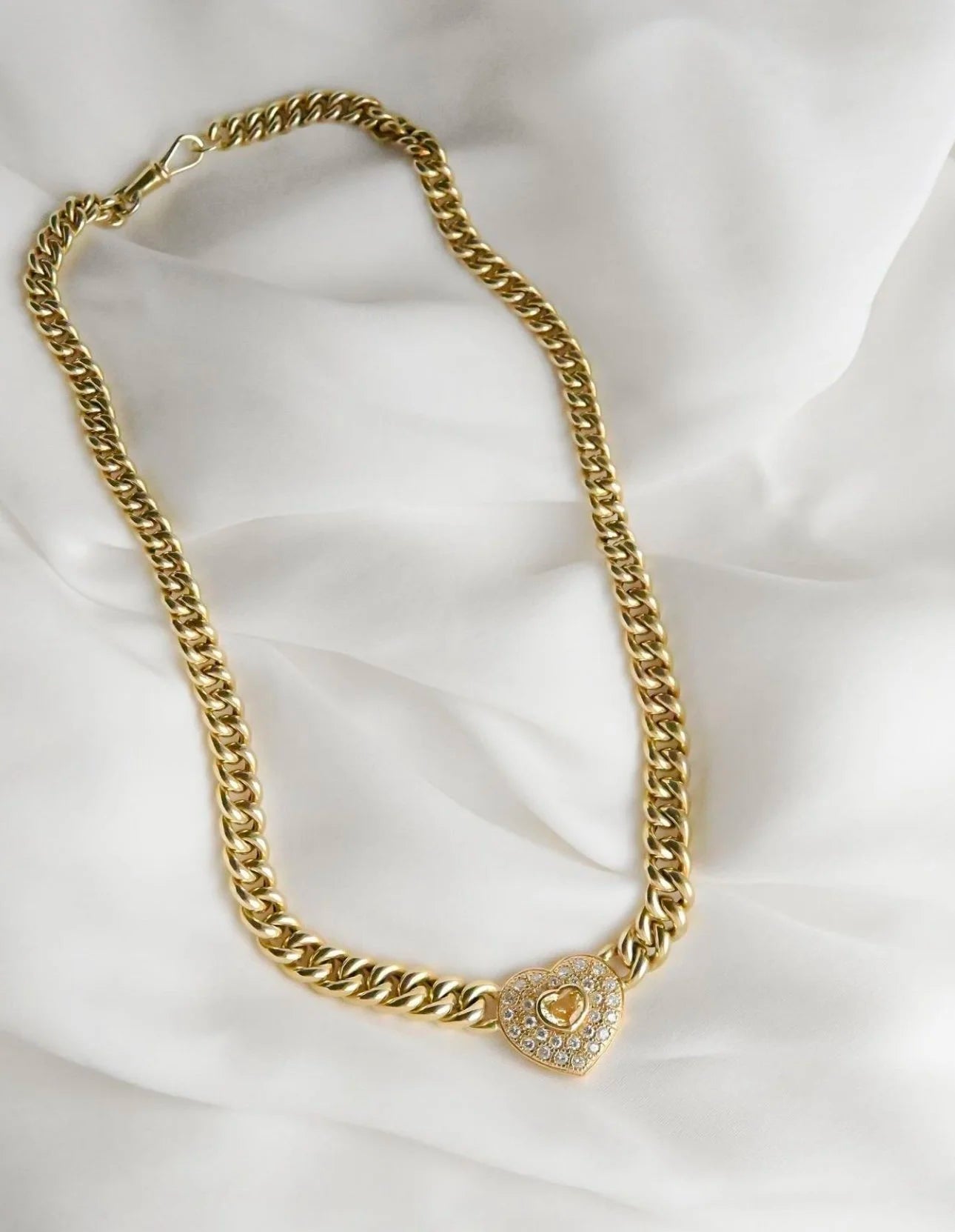 Extraordinary Beautiful Heart Sapphire Necklace 14K Gold c. 1950s