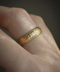Heavy, Magical Engraved Wedding Band 18K Gold