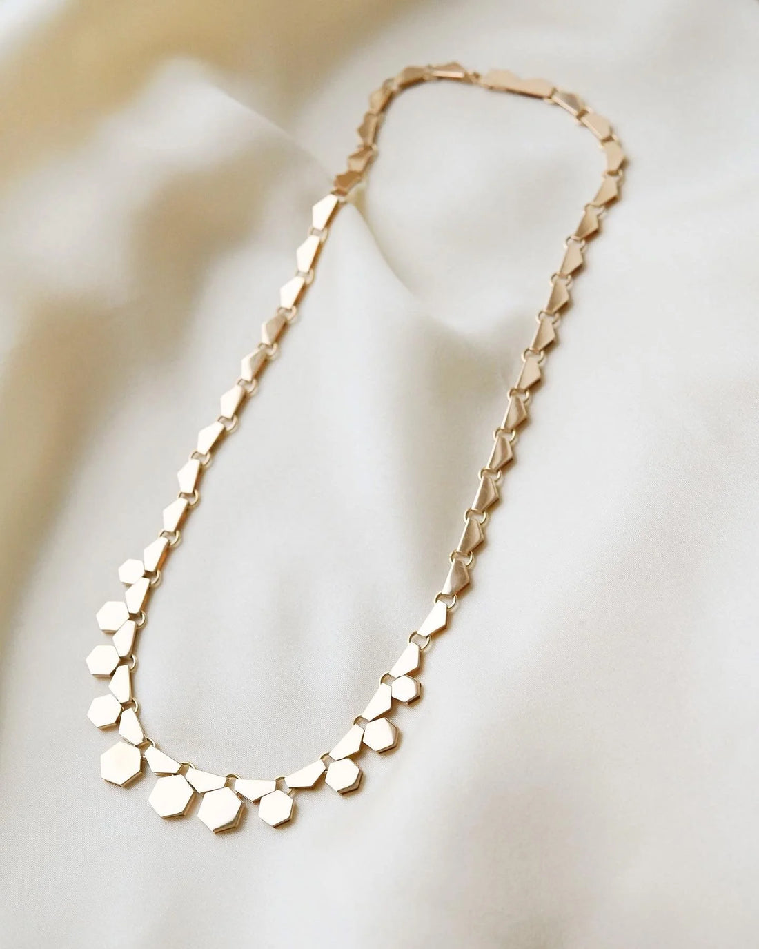 Extraordinary Beautiful Danish Vintage Mid Century Octagon Necklace 14K Gold