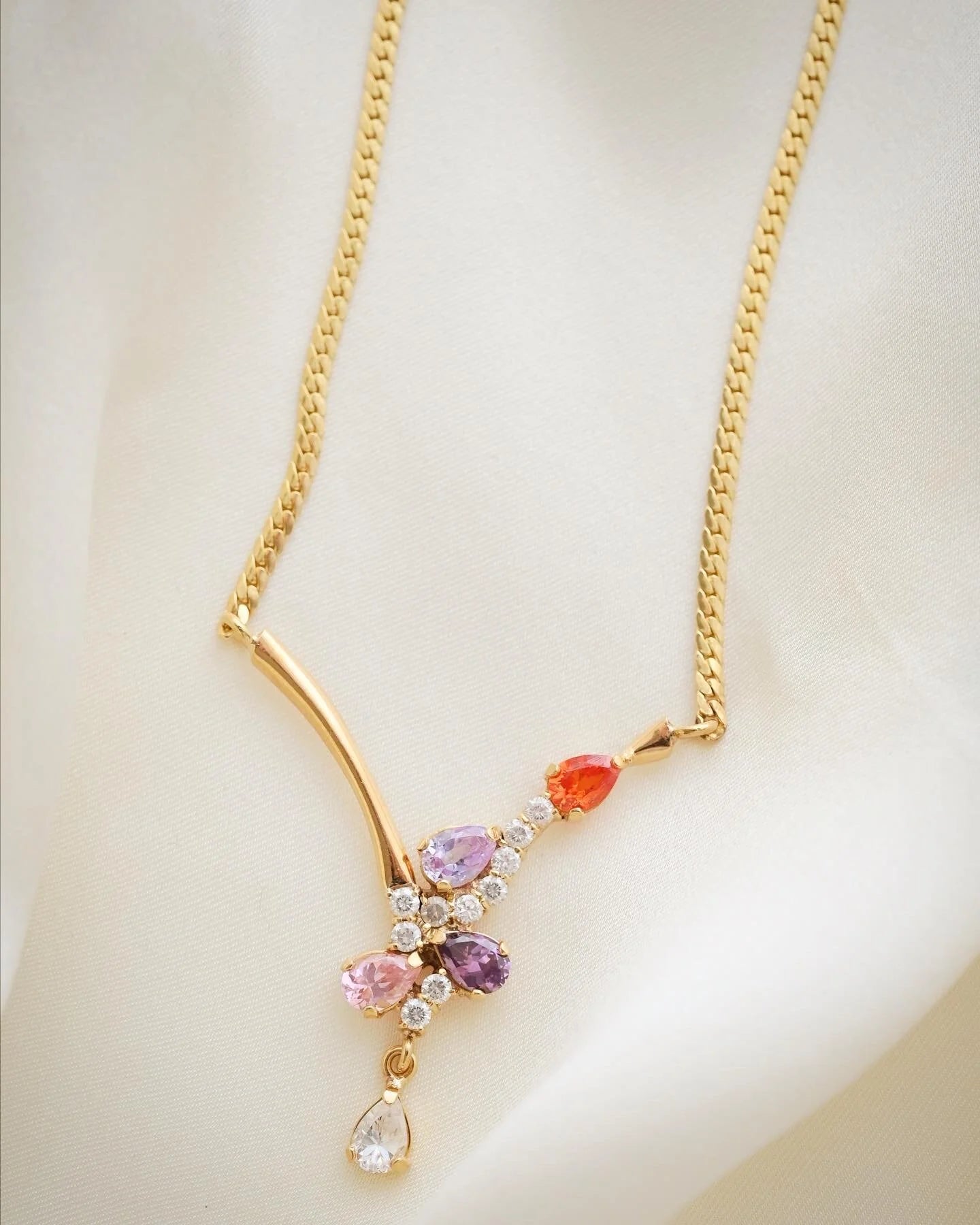 Tourmaline Candy Fixed Pendant Collier 18K Gold