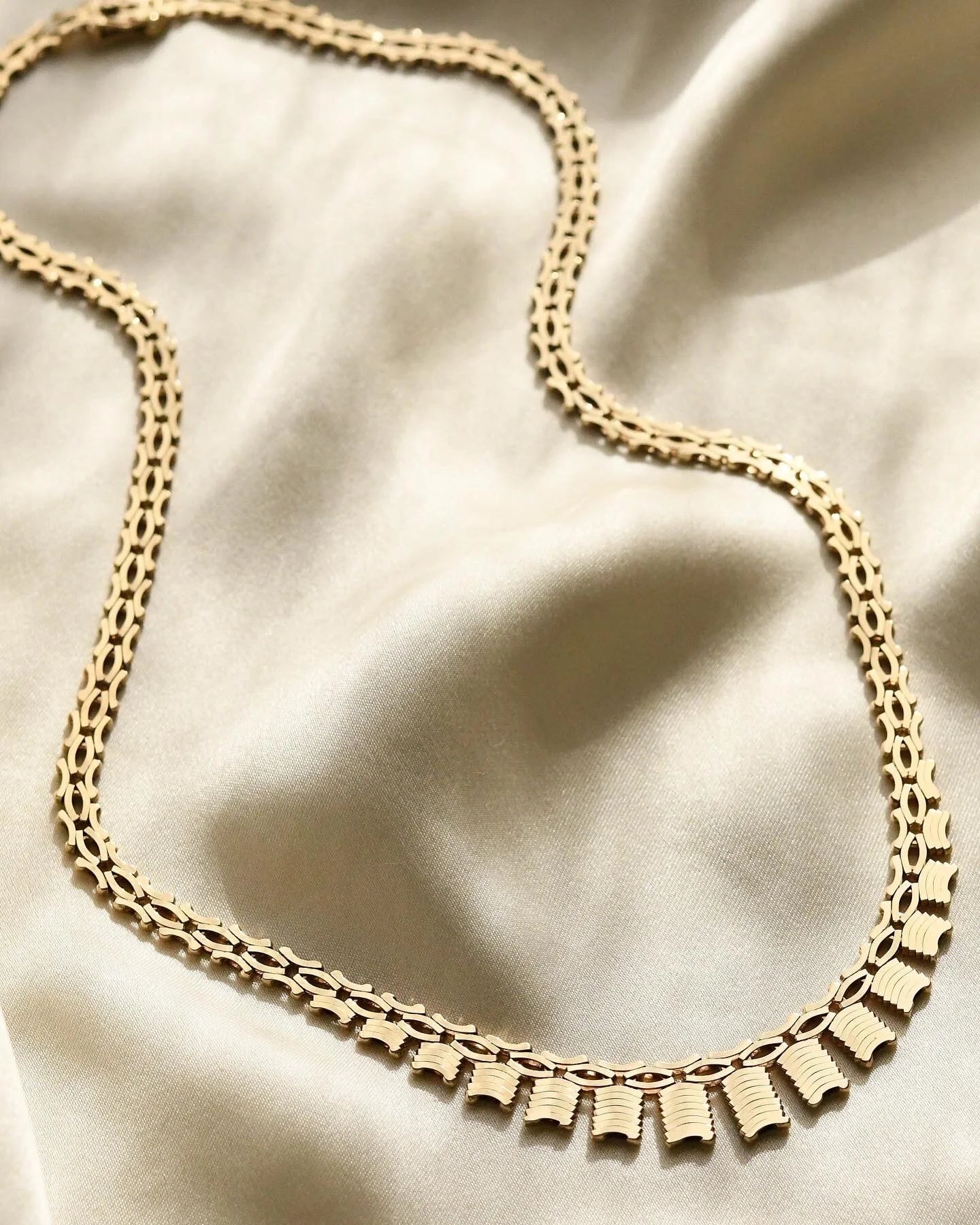 Vintage Fancy Link Chain 14K Gold 1960s