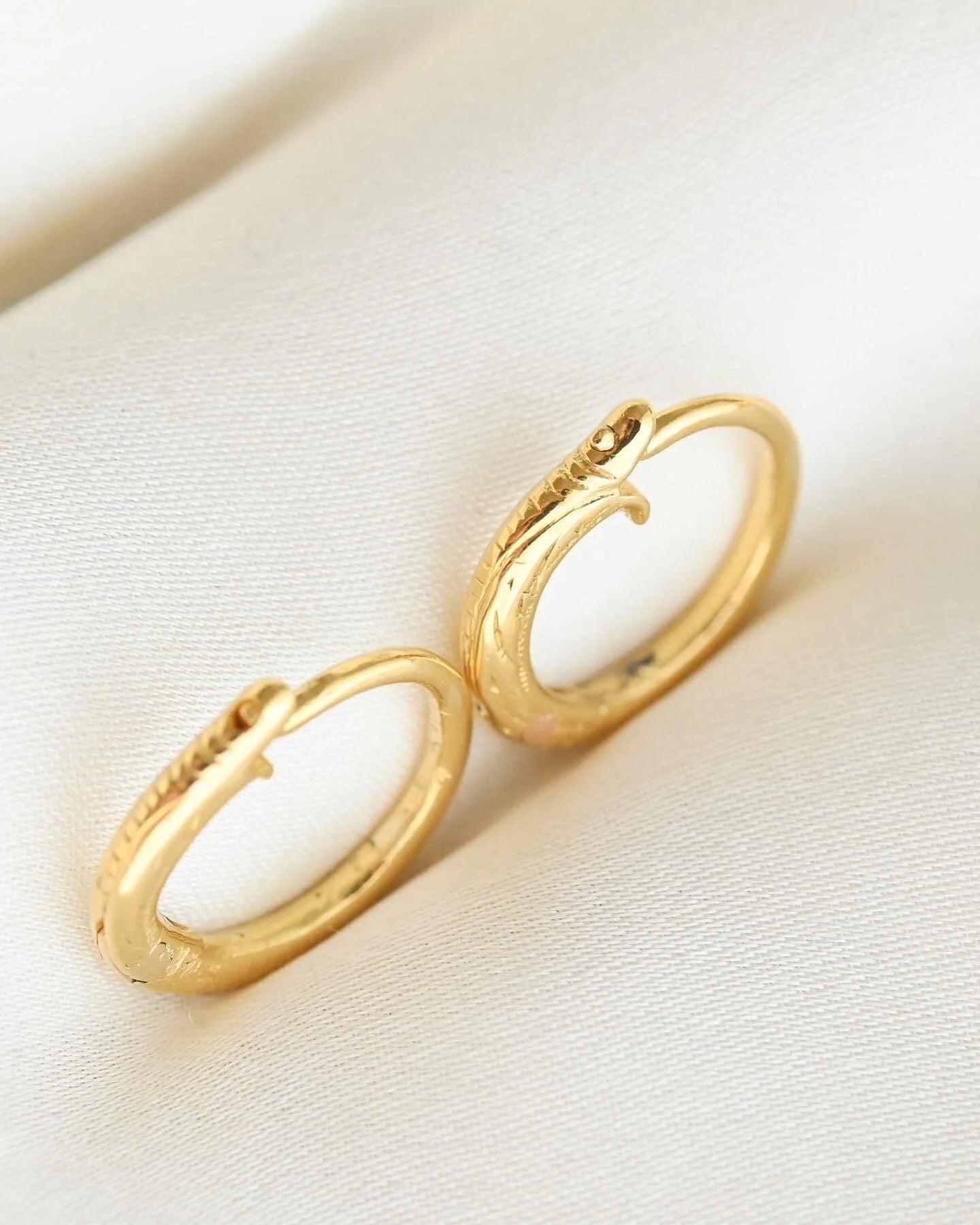 Super Rare Bigger Sized Ouroboros Earrings 18K Gold 1700s