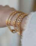 Amazing Rare Mid Century Swedish Single Row Star Link Bracelets 18K Gold