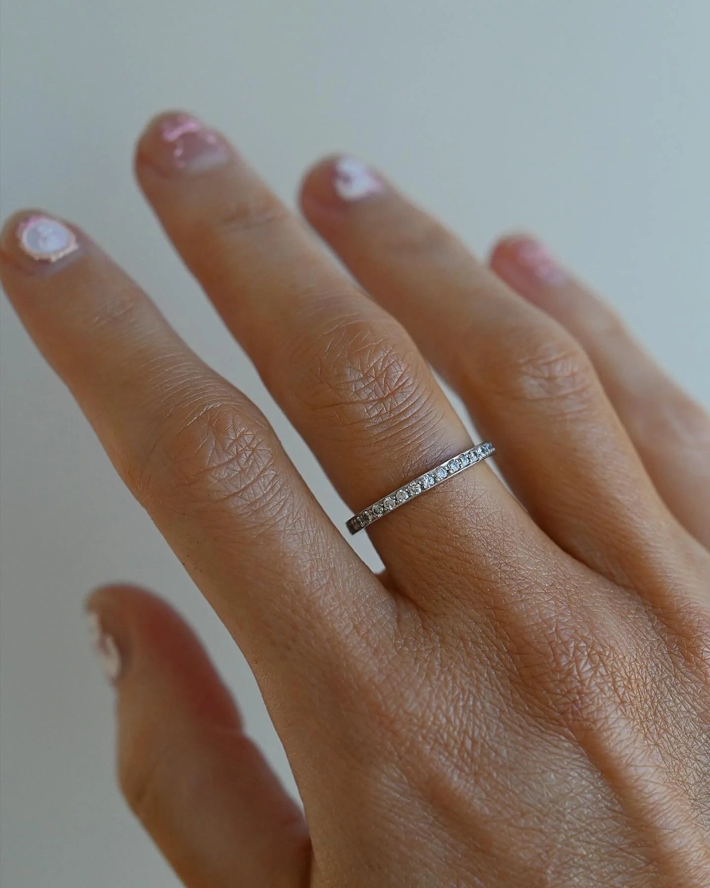Dreamy Classic Swedish Vintage 0.45 Carats Diamond Band 18K White Gold