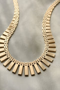 Amazing Graduated Brick Link Necklace 14K Gold 1960