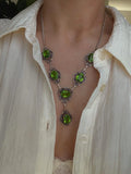 Showstopping Old Green Stone Necklace Silver 1940s